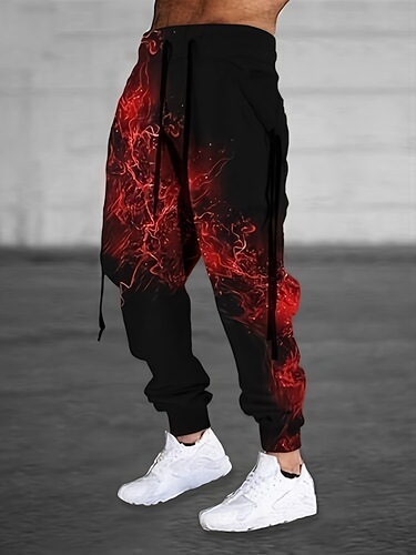 European and American-style printed hip-hop abstract pants, loose-fit retro casual 3D digital design for autumn and winter, men's.