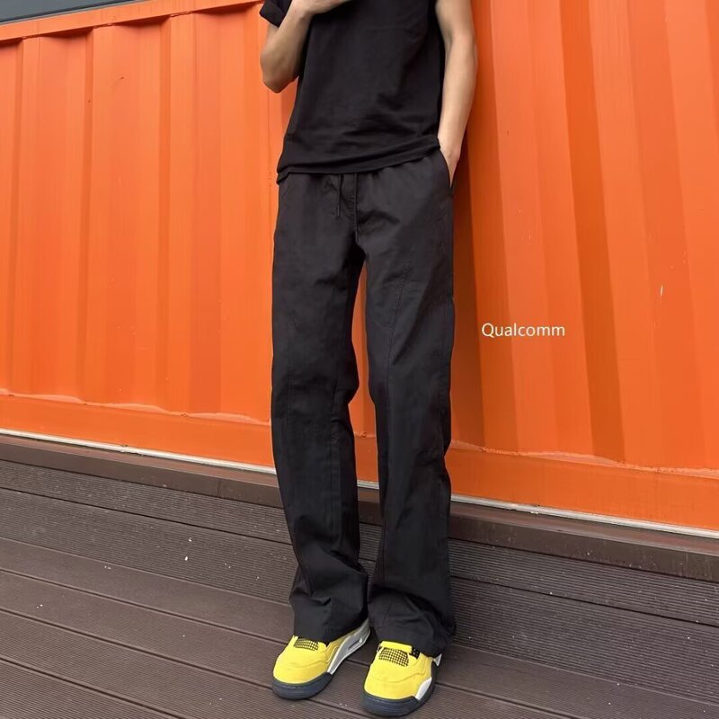 2025 American Basic Cropped Casual Pants for Men Versatile Slimming Height-Enhancing Trendy Loose Straight-Leg Cargo Flared Long Pants