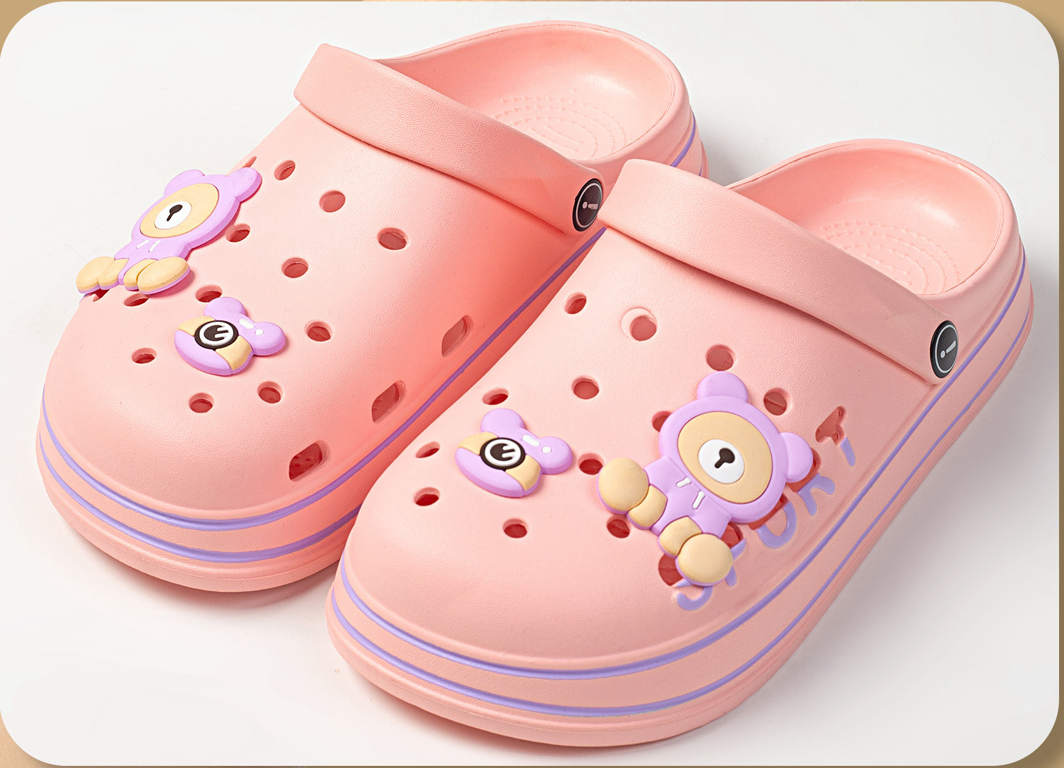 EVA lindos osos de dibujos animados zapatos de agujero cómodos para usar en interiores y exteriores para parejas zapatos de playa viajes deportivos fotos zapatillas frías