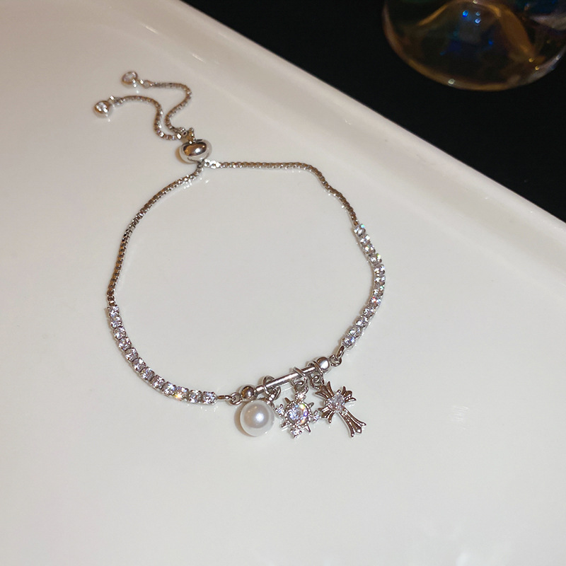 Pulsera ajustable con cruz de iris de circón, pulsera de todo fósforo exquisita de nicho, joyería de alta calidad de lujo ligero al por mayor