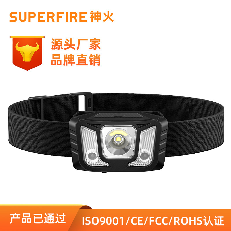 Fábrica de fuego directo al aire libre portátil faro rojo y blanco doble fuente de luz casco cargador faro mayorista