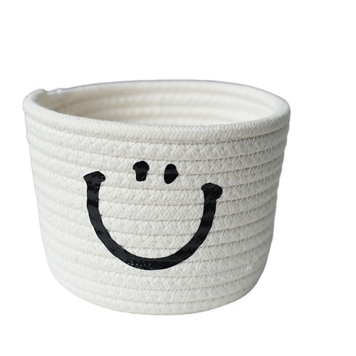 Smiley Cotton Rope Woven Desktop Woven Desktop Key Storage Basket Cotton Rope Handmade Cross-border Bedside Clutter Organizing Box