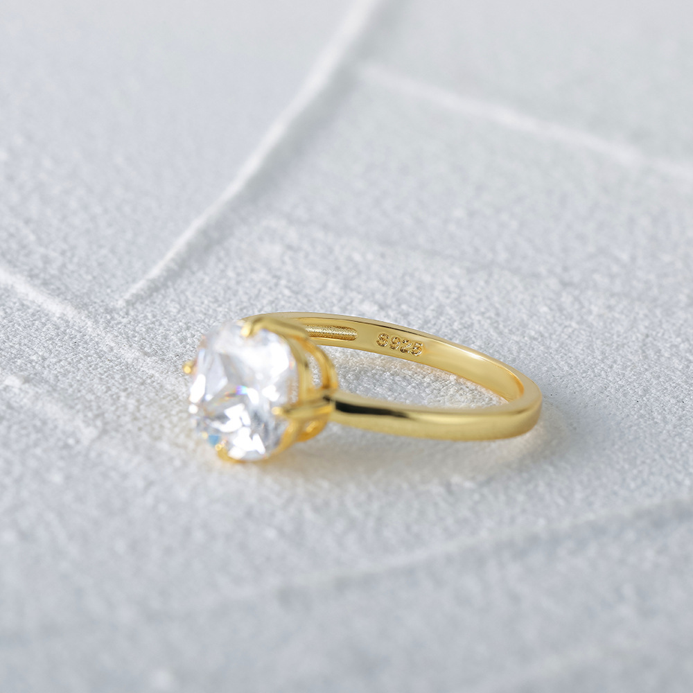 Fashion Geometric Sterling Silver Inlay Zircon Rings 1 Piece