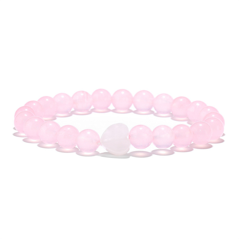 Pulsera de cuentas en forma de corazón natural de Amazon transfronteriza Ojo de tigre Piedra Rosa ágata pulsera de cuentas hecha a mano pulsera de hombres y mujeres