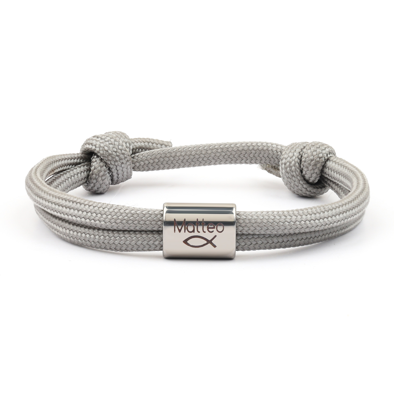 Stainless Steel Casing Engraved Paracord Bracelet Name Pattern Laser Marking Simple Ladies Paracord Gift Bracelet