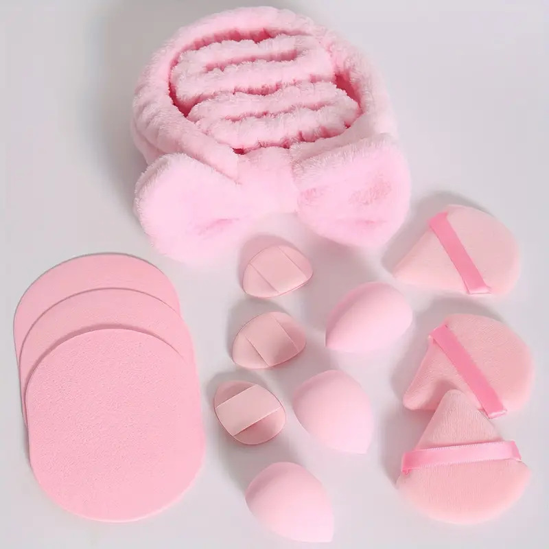 Explosión transfronteriza triángulo huevo polvo de maquillaje coral pulsera arco correa de cabello conjunto de fábrica al por mayor