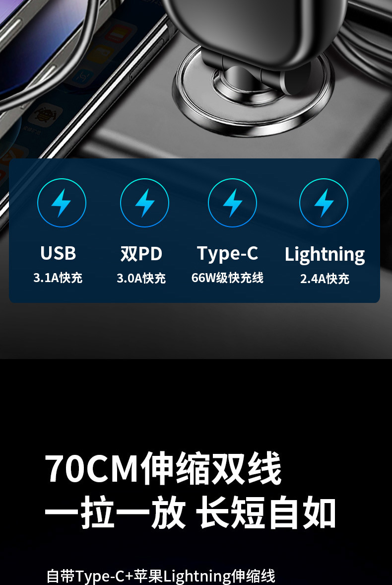 Car Super Fast Charging Phone Charger Cigarette Lighter Adapter