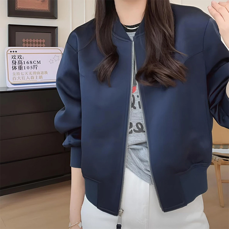 秋季美式小个子藏青色休闲短款棒球服外套外套秋装女款2025年新款|undefined