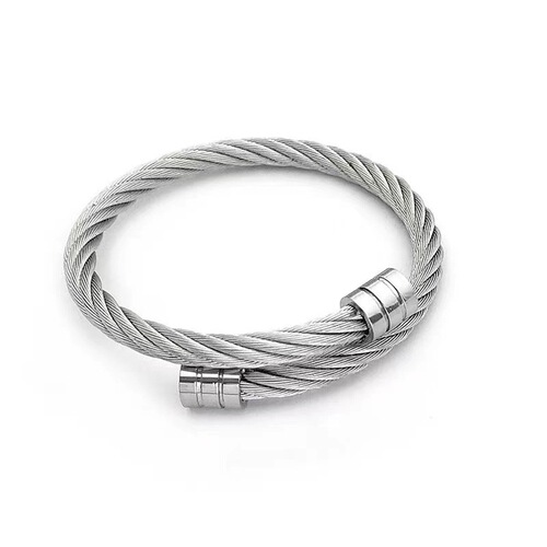 Cross-border supply of hot-selling titanium steel wire bracelets for men hip-hop punk open elastic jewelry fashion hand jewelry