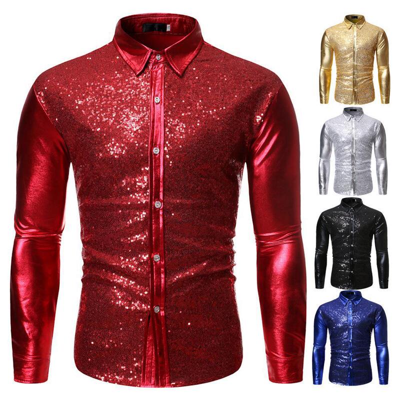 2025 Foreign Trade Nightclub Multi-Color European Size Shirts, Cool Sequin and Gold-Stamped Dance Shirts for Young Men, Performance Wear 2025 Foreign Trade Nightclub Multi-Color European Size Shirts, Cool Sequin and Gold-Stamped Dance Shirts for Young Men, Performance Wear