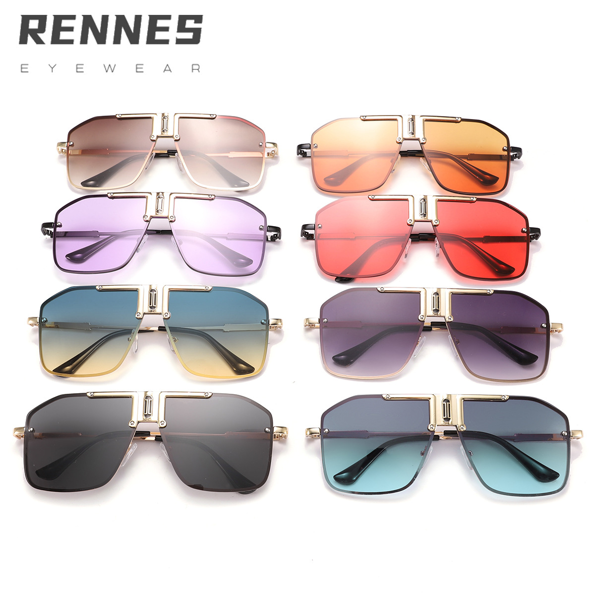 2021 nueva moda marco grande gafas de sol calle tiro personalidad tendencia metal gafas de sol caja cuadrada gafas de sol 2574