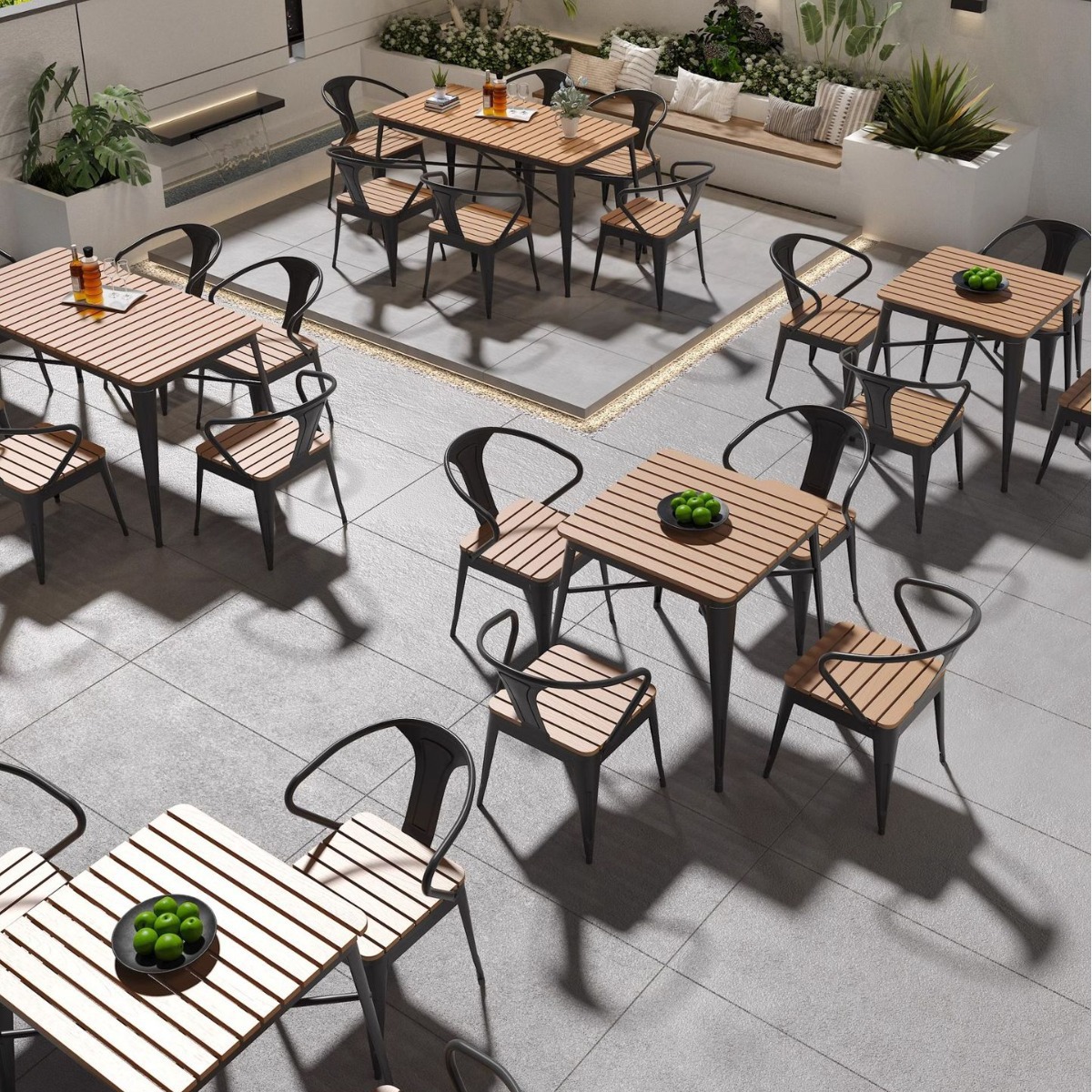 Mercado nocturno al aire libre puestos de comida barbacoa mesa y silla de cerveza combinación mesa de ocio al aire libre mesa de comedor impermeable y solar