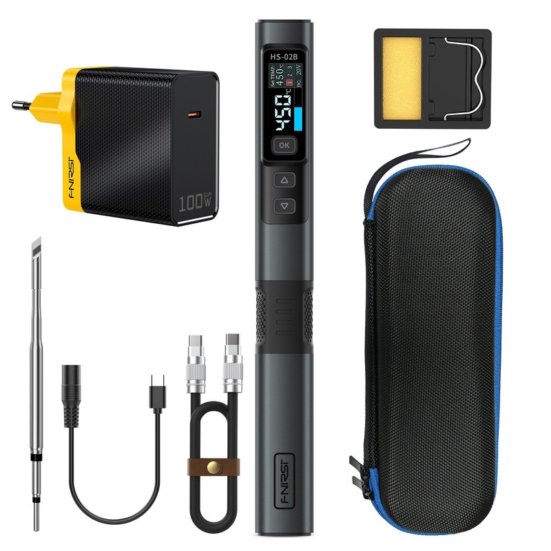 FNIRSI HS-02 スマート電気はんだごて 100 ワットポータブル恒温はんだステーション溶接ペン家庭用修理溶接|undefined