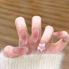 手工穿戴甲ins风纯欲百搭冰花美甲清冷显白腮红渐变猫眼气质甲片