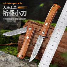 大马士革钢户外折刀折叠刀便携多功能小刀家用水果刀削皮刀亚马逊