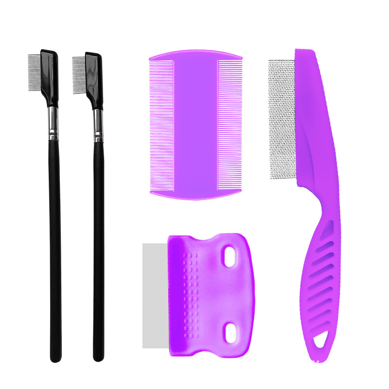 Peine para mascotas para eliminar pulgas, juego de 4 piezas, dientes densos de acero inoxidable, juego de limpieza facial, peine para gatos, suministros para perros, nuevo estilo transfronterizo