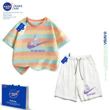 NASA联名星黛露女童套装夏季潮童装儿童纯棉短袖潮中大童运动批发