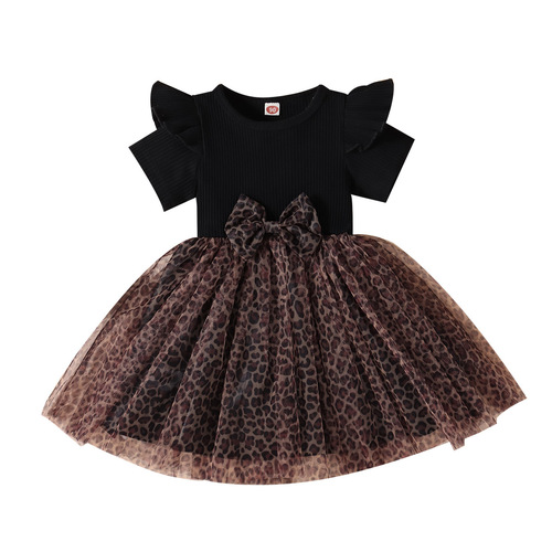 Women's Black Striped Leopard Print Mesh Dress for Amazon - Direct Manufacturer Sale