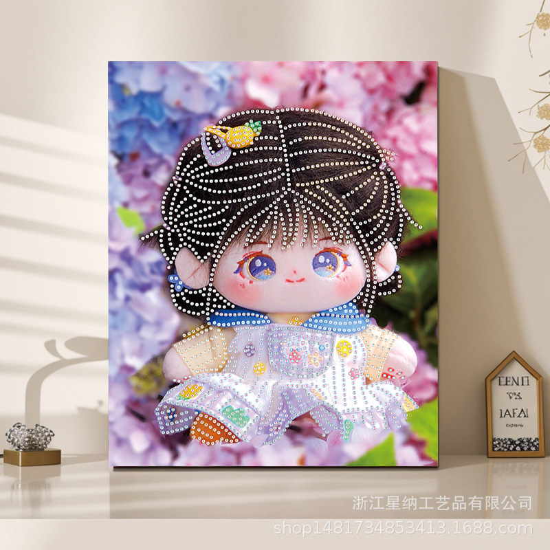 Pegatinas de diamantes calientes diy muñecas de algodón hechas a mano pintura de diamantes pintura de diamantes ventas directas de fábrica pegatinas de pintura de mampostería con marco