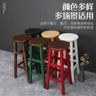 ✅ Solid Wood High Stool Ladder Stool Front Desk Milk Tea Bar Chair Commercial Simple Retro Stool Home Round Stool Adult High