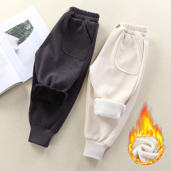 Children's corduroy velvet double-sided keep warm winter trousers…