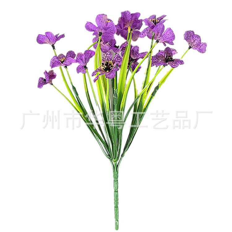 Amazonas primavera hierba flor simulación 5 plantas de agua violeta Flor de seda serigrafía Margarita bailando orquídea bailando