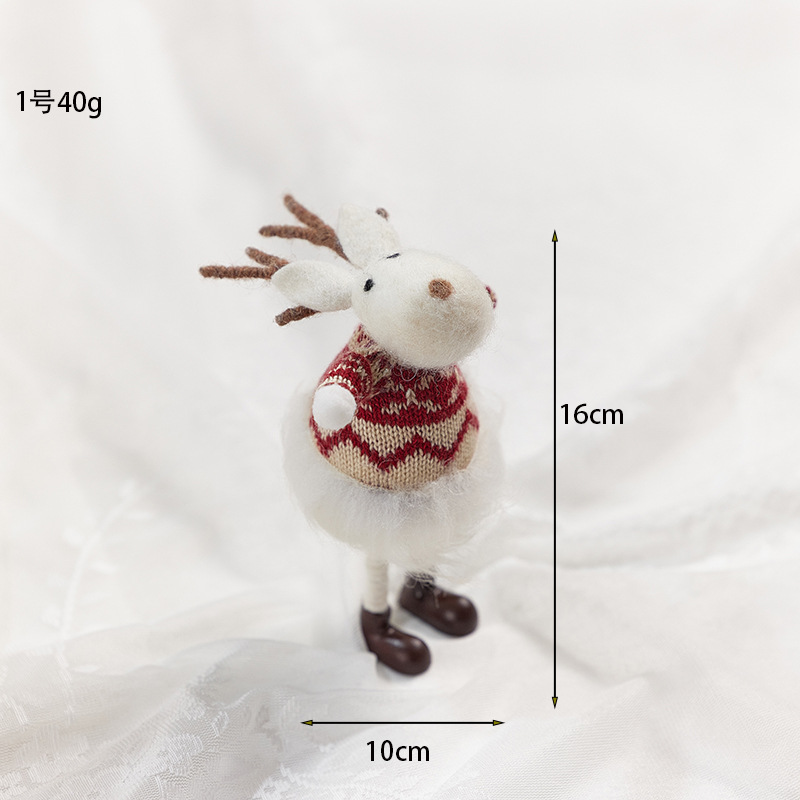 Adornos de fieltro de lana de Navidad acabados, muñeco de nieve anciano, muñeca, alce, decoraciones de Navidad para escritorio, regalos de Navidad