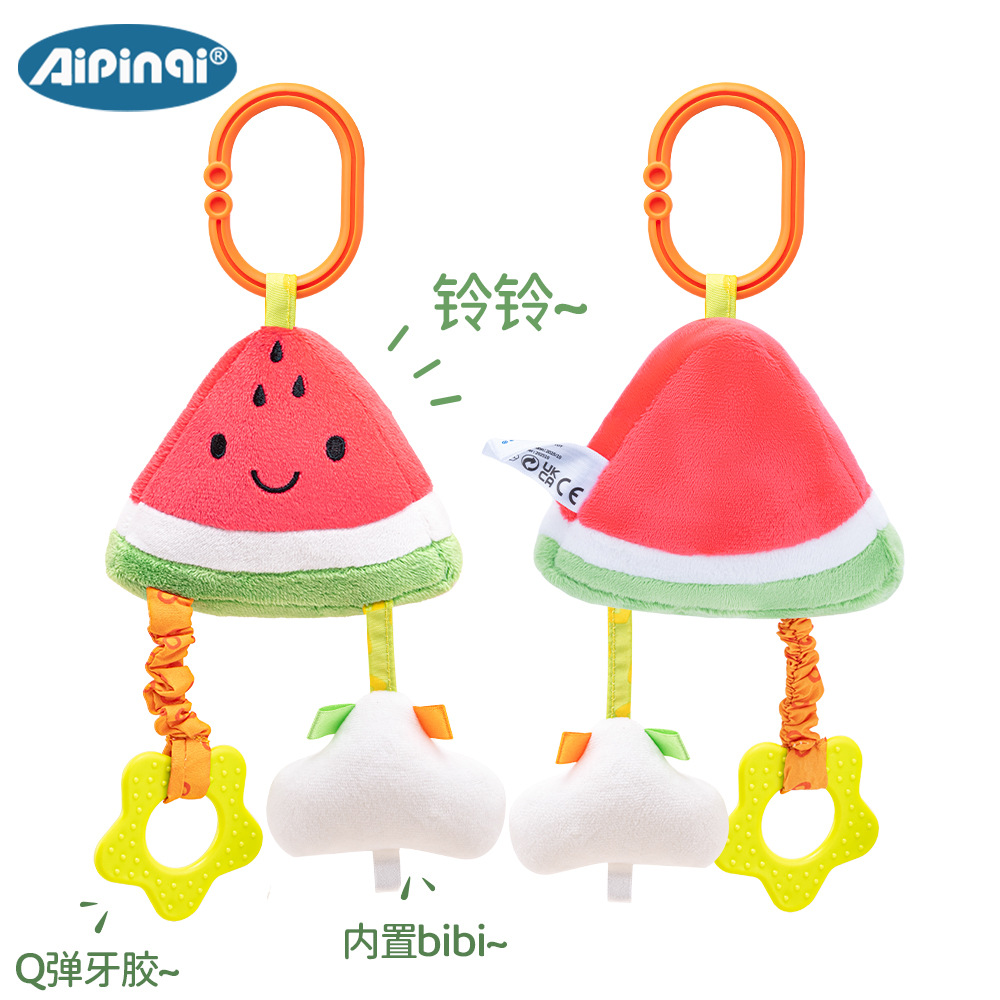 Nuevo juguete colgante de frutas para bebé, juguete de campana para carrito de bebé, juguete colgante de frutas de peluche para cuna, venta al por mayor en stock.