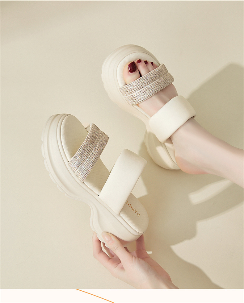 Dép sandal nữ đế dày đính đá đi biển mùa hè 2025 gót 6 cm — 4625303152 Màu vàng [Chiều cao gót 6CM], 4625303152m màu [chiều cao gót 6CM], 4625303152 đen [chiều cao gót 6CM] chi tiết 2