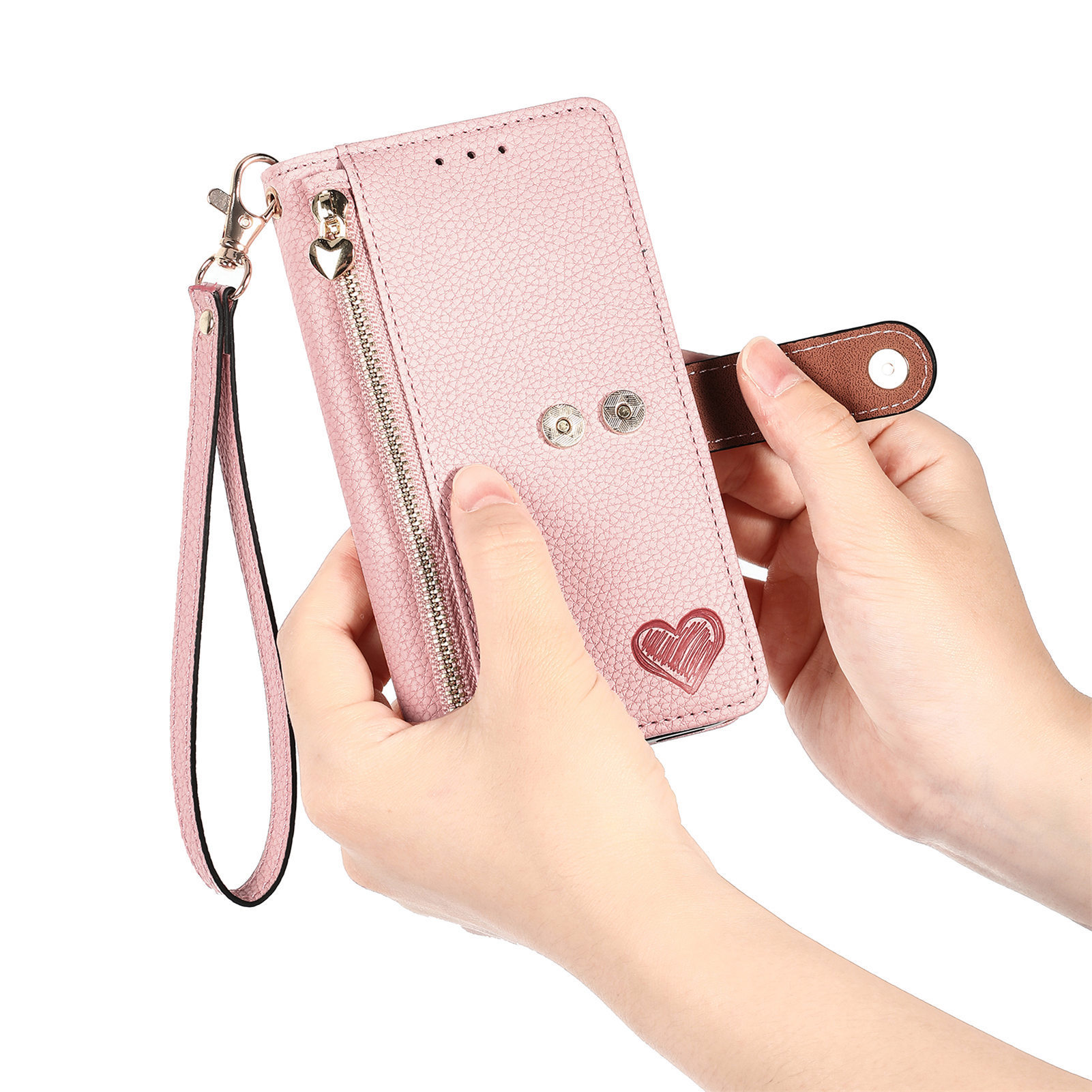 109g Weight iPhone Applicable Brands Phone Cases Classification tpu, Pu Leather Material Heart Shape, Solid Color Pattern Basic Style Heart Shape Solid Color Tpu Pu Leather Wallets 41
