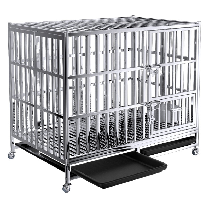 Jaula para perros de acero inoxidable, tubo cuadrado plegable pequeño especial para perros grandes, perrera para mascotas golden retriever, jaula para perros de tamaño mediano, cría de animales laterales