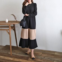 日系日本乐天韩国外单韩版甜美宽松连衣裙套头春秋长裙长袖裙子