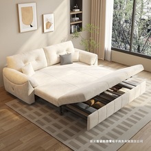 科技绒布沙发床两用可折叠一体小户型奶油风储物单双人特价二用床