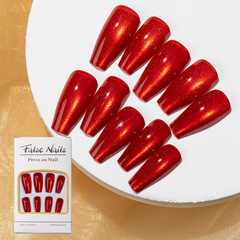 Best-selling cherries red cat's eye nail art almond half-round DIY handmade wear-on nail accessories nail stickers batch