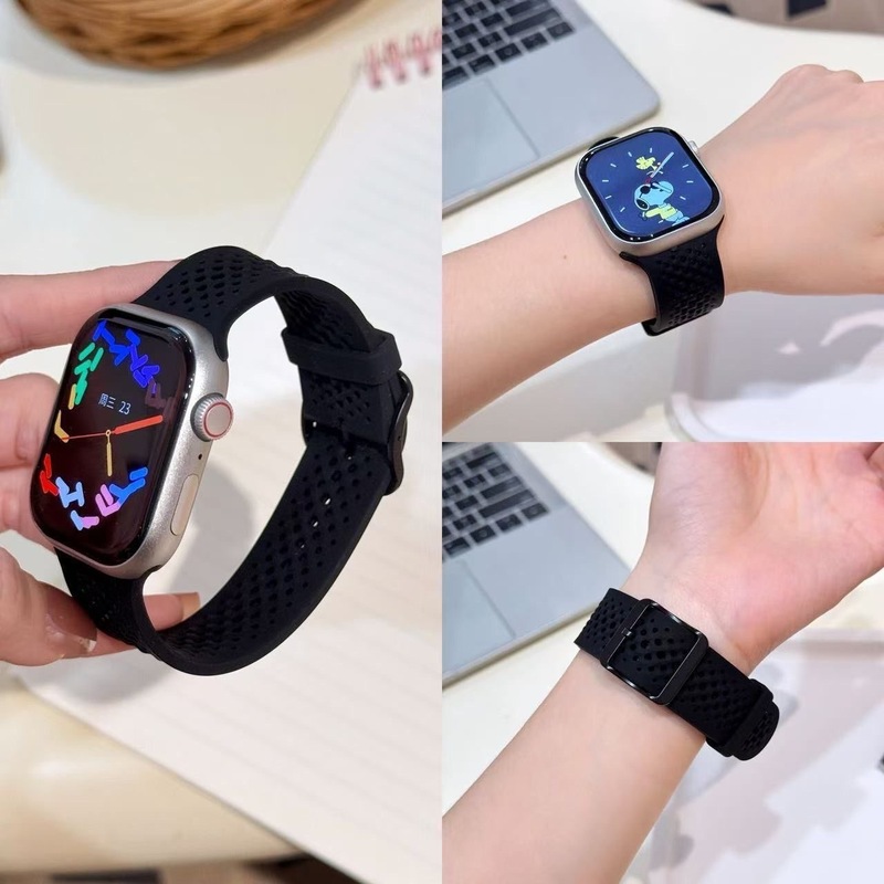 iwatch ストラップ S10 新しいスポーツ通気性穴シリコン Apple applewatch ストラップ 46 ミリメートルに適しています|undefined