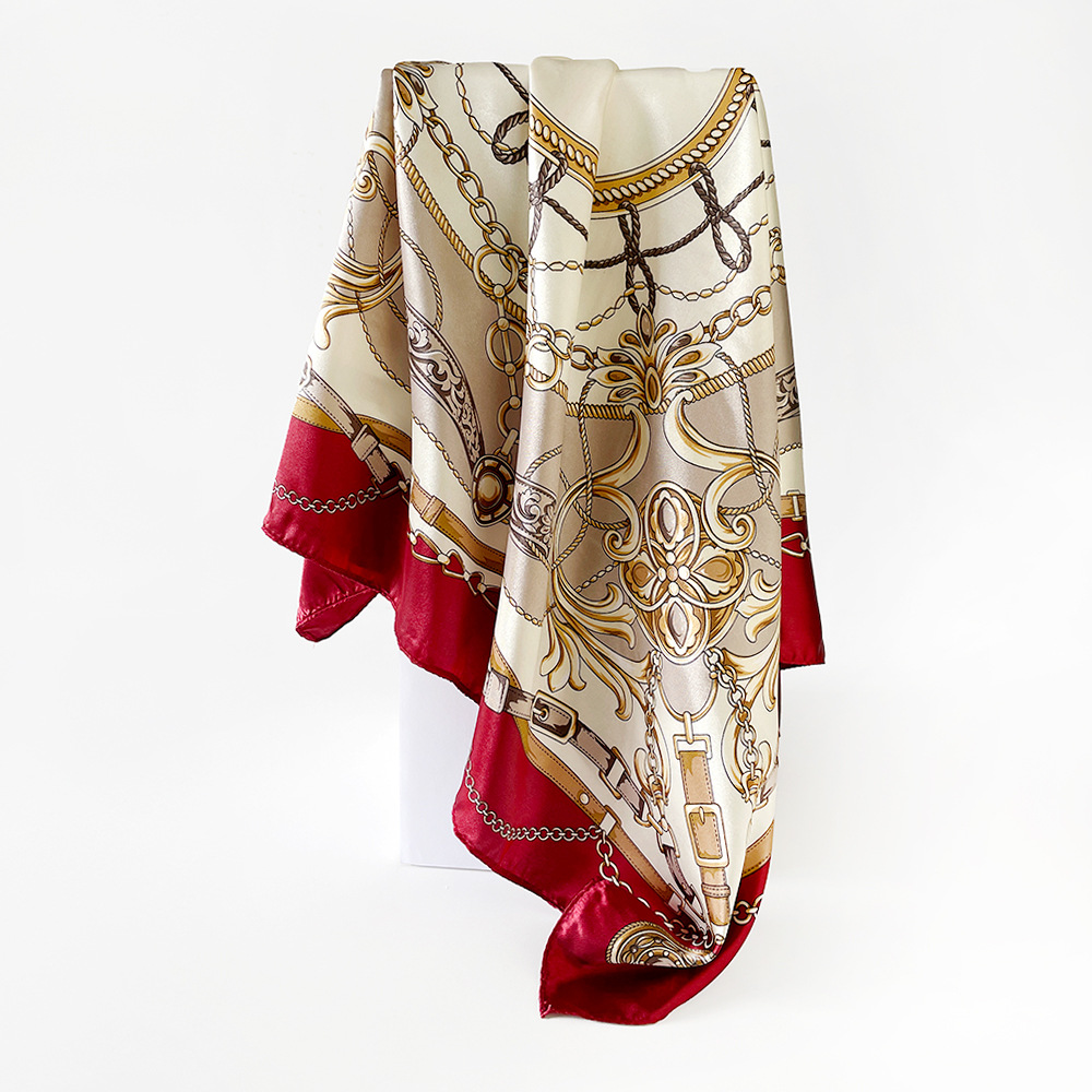 Classic Chain Printed Silk Square Scarf For Women Fashion Accessory_voghion.com