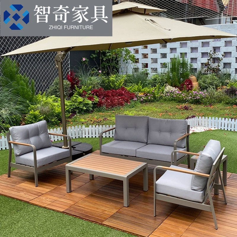 Открытый внутренний двор Сад Вилла Балкон Гостиница Открытый Водонепроницаемый Пластиковый Простой Современный двойной полностью алюминиевый диван