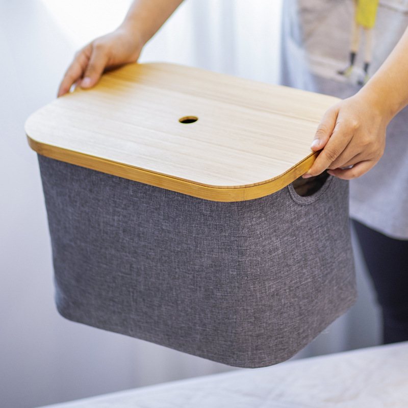 Caja de almacenamiento bolsa de almacenamiento de ropa armario del hogar de gran capacidad de ropa de gran tamaño en movimiento cesta de almacenamiento de bambú caja de organización