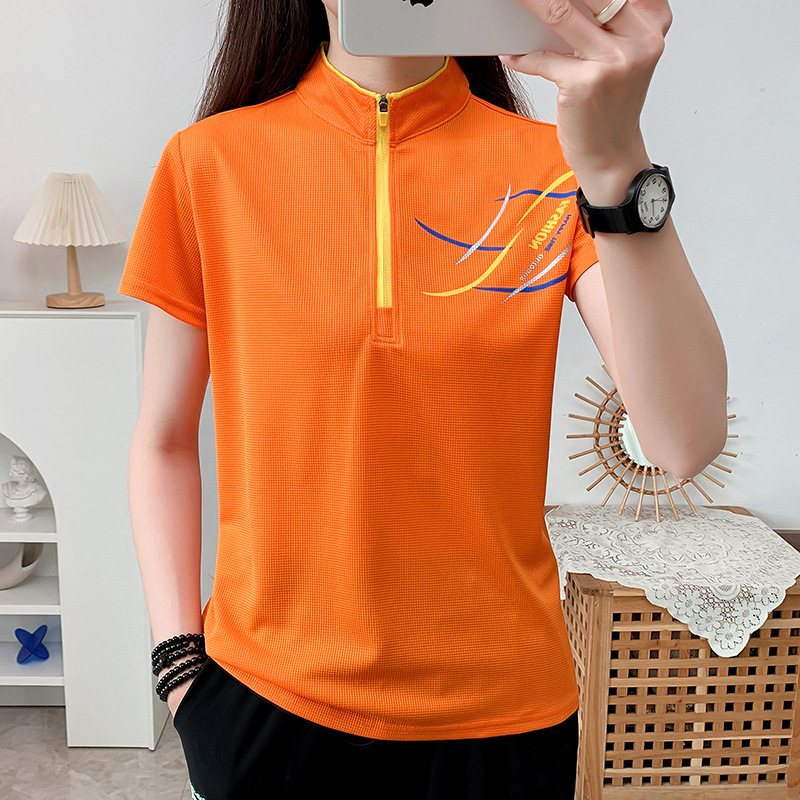 Camiseta de secado rápido al aire libre de mujeres deportivas correr acampando cuello de manga larga T transpirable de verano hombre de manga corta prendas de secado rápido comercio exterior