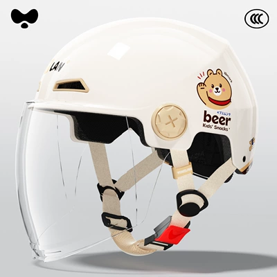 Yinglan Helmet Women's Electric Vehicle Motosiklet kaskı (dəbilqə) - 3c-cute-bear-hd-long-mirror-class-a-new-national-standard-one-size-fits-all