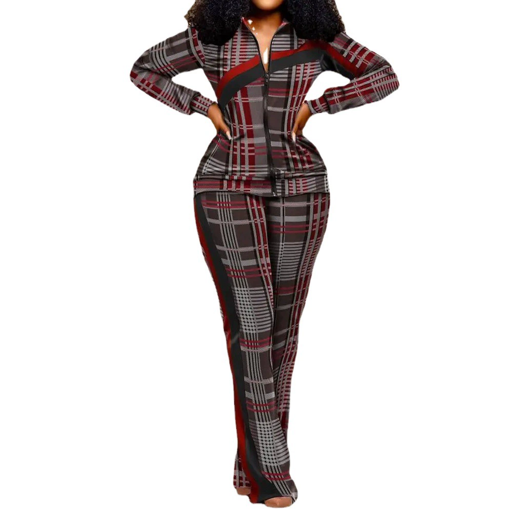 2024, осенне-зимняя трансграничная европейская и американская одежда, независимая станция Amazon, экспортные узкие брюки на молнии с длинными рукавами, аккуратный костюм