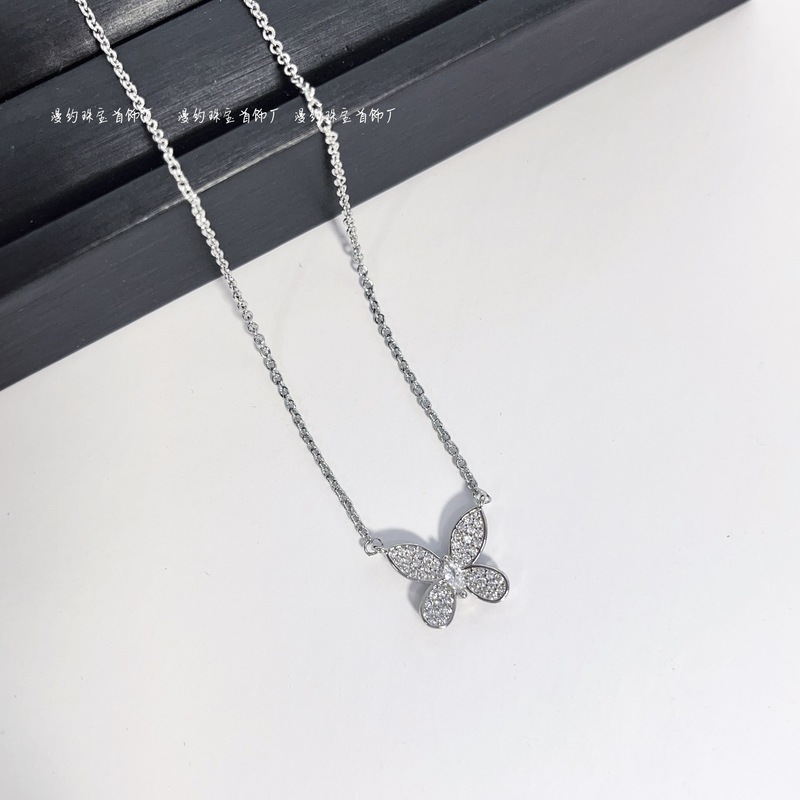 高品質 GJ フルダイヤモンドファントムバタフライネックレスレディースライトラグジュアリーニッチ 5A ジルコンファン藤の花鎖骨チェーン|undefined