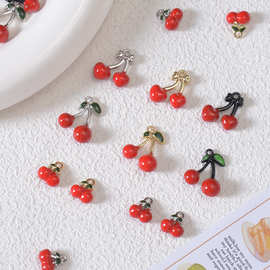可爱红色合金樱桃水果系列吊坠 diy手工串珠项链手链饰品配件材料