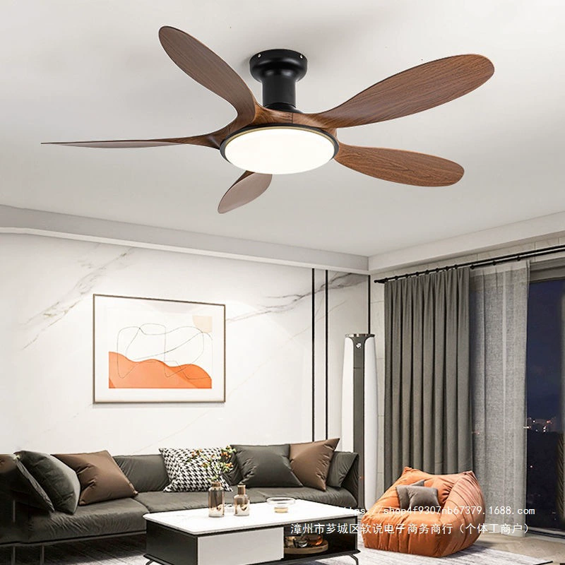 Скандинавский потолочный вентилятор, лампа для ресторана, дома, гостиной, современный простой потолок из искусственного дерева, низкий бесшумный светодиодный вентилятор, встроенная люстра