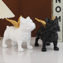 斗牛犬仿真宠物天使狗狗公仔艺术动物摆饰创意桌面摆件树脂工艺品