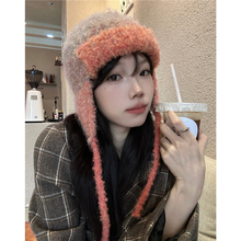 帽子冬款女渐变显脸小雷锋帽护耳毛线帽保暖针织帽韩版百搭冷帽潮