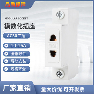 AC30 modular socket-two hole 10-16A AC250V distribution box cabinet meter box rail type two socket
