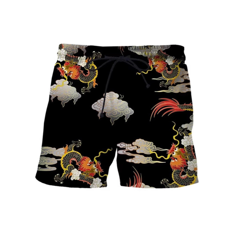 New Men's Shorts Swim Trunks with Drawstring Flamingo Pattern Quick-Dry Shorts for Casual Vacation Hawaii
