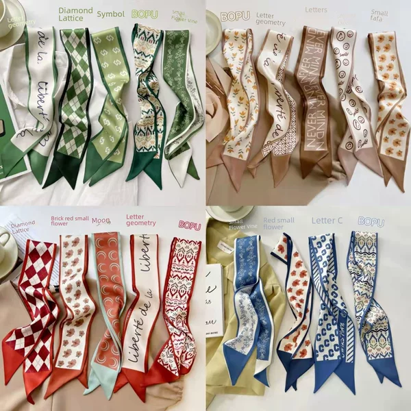 Factory Direct Sales Gift Box Silk Scarf Long High-End Tying Bag Streamer Bow Hair Accessories Souvenir Ribbon Customization