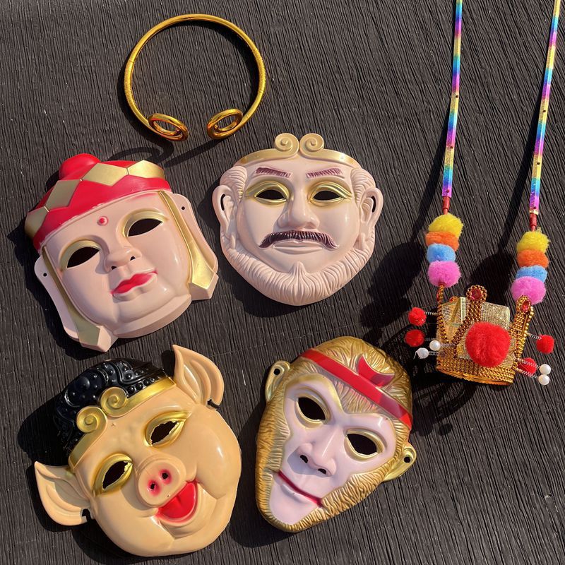 cartoon journey to the west mask pig eight ring sun wukong tang monk monk school performance props children‘s day children‘s toys
